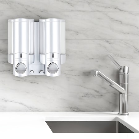 Homeroots Gray Heavy Duty Plastic Two Chamber Wall Mount Soap Dispenser 571493