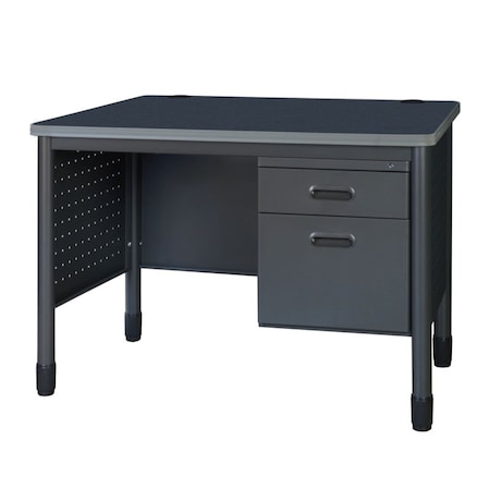 Regency Mesa Steel Single Pedestal Teacher's Office Desk 48in x 30in - Grey 66348SPGY