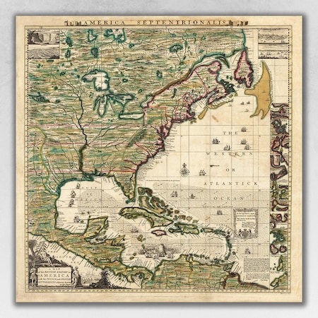 Homeroots Vintage 1771 Map Of North America Unframed Print Wall Art 391948