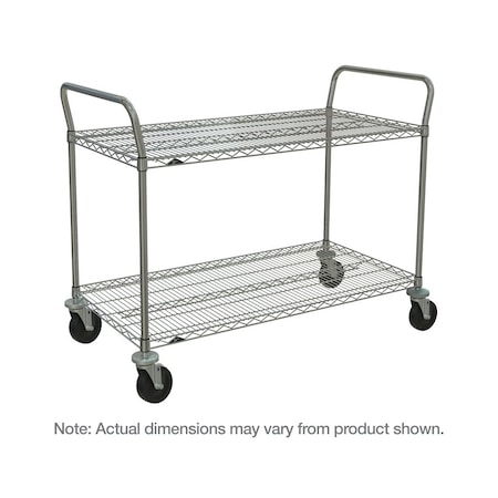 Metro Utility Cart with Shallow Lipped Wire Shelves, Steel, 600 lb Load Capacity, 2 Shelves, 60 in L 2SPN56ABR