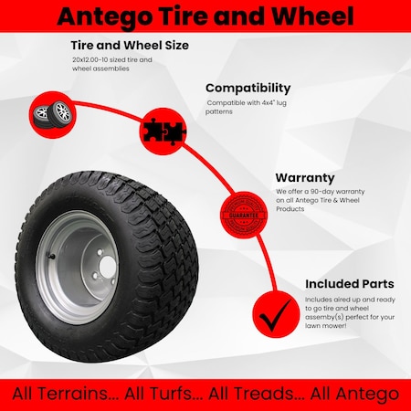 Antego Single 20x12.00-10 with 10x8.5 Hustler Chrome Silver Assembly A1085012059030420120010