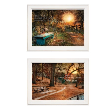 Homeroots Set Of Two Resting Places 1 White Framed Print Wall Art, 2PK 406110