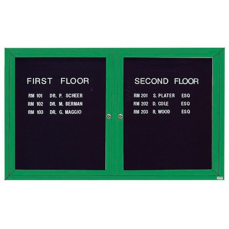 Aarco Outdoor Enclosed Directory w/ Al Frame, Powder Coated Green, Letter Panel is Black Vinyl, 36''Hx60''W OADC3660G
