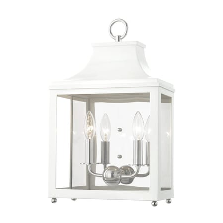 Mitzi Leigh 2 Light Wall Sconce 11.25 In. Polished Nickel/White H259102-PN/WH