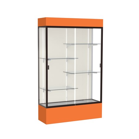 Ghent Lighted Floor Display Case 48x80x16, Plaque 3174PB-BZ-OR