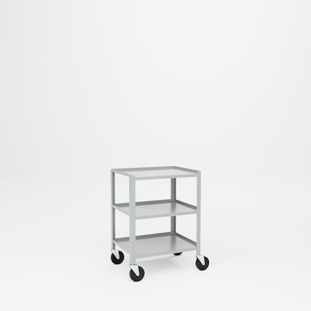 Pucel Three Shelf Utility Table, 5 in Casrters, 19 in W x 25 in D x 31 in H, Black TU-1925-3-C5