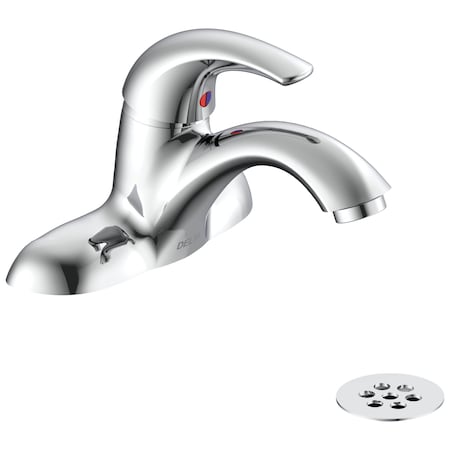 Delta Commercial 22C Single Handle Centerset Bathroom Faucet With Offset Grid Strainer In Chrome 22C551