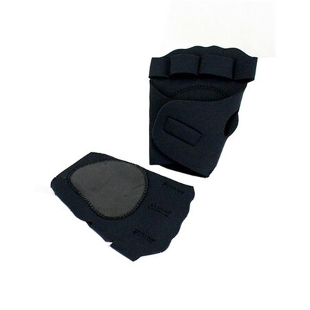 Shelter Perrini Black Fingerless Sport Gloves with Cloth Tie Wrist Strap with Thumb Padding- Large 9436-L
