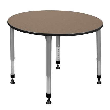 Regency Round Kee Height Adjustable Classroom Activity Table, 48 in W, 48 in L, Noble Oak TB48RNDNOAPGY