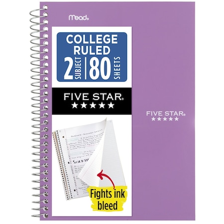 Five Star Spiral Notebook, 2 Subject, CR, 6in x 9 840029CF1-ECM