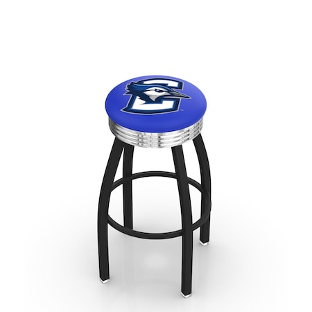 Holland Bar Stool Co 25" Blk Wrinkle Creighton Swivel Bar Stool, Chrome Ring L8B3C25Crghtn