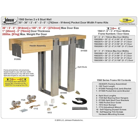 Le Johnson Pocket Door Frame 200lb 4'0 in  x 8'0 in  2 in X6 in  Stud Wall 15604080PF