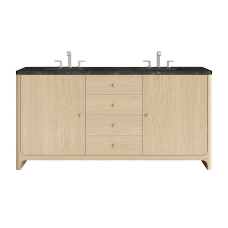 James Martin Vanities Gracyn 72" Double Vanity, Coastal Driftwood, w/ 3 CM Phantome Eclos Widespread Top D125-V72-CSD-WPHT