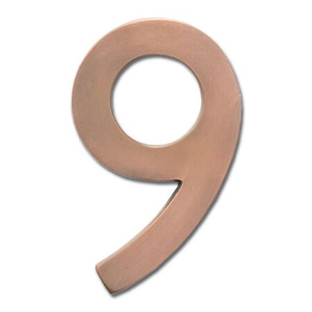 Perfectpatio Solid Cast Brass 5 in. Antique Copper Floating House Number 9 PE165198