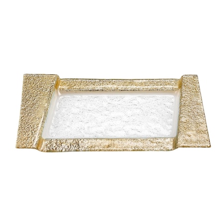 Homeroots 13in Clear And Gold Glass Snack Or Vanity Tray 376058