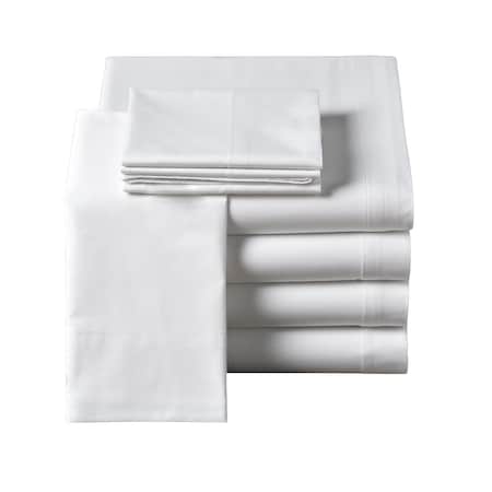 Boston Textile Co. Bluefin 60x80+15 Queen Fitted Sheet T250 Percale 60% Cotton/40% Polyester White SHBXBLFN608015WHT