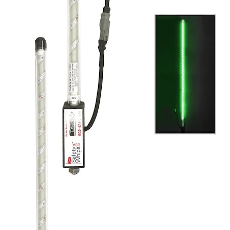 Safetywhips 3' Super Duty Fully Lit Green LED Whip SDL03G