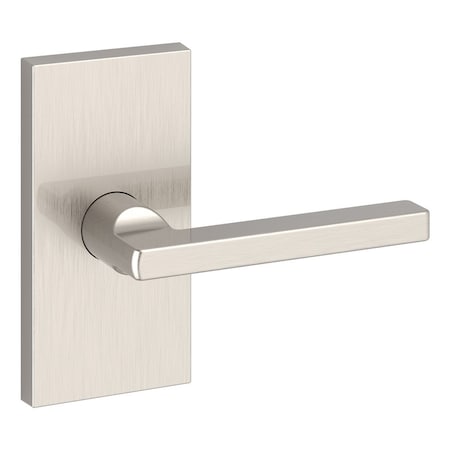 Baldwin Passage Square Lever and Contemporary 5in Rose with 6AL Latch and Dual Strike Satin Nickel Finish PSSQUCFR150