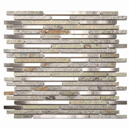 Apollo Tile Gray 11.8 in x 11.8 in Stone, Metal Polished Floor and Wall Mosaic Tile 4.83 sqft/case, 5PK APLCAS88032A