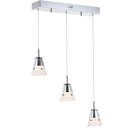 Jonathan Y Alain 19.5" 3-Light Adjustable Cascading Metal Integrated Linear LED Pendant, Chrome JYL7037A