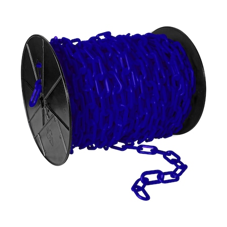 Mr. Chain 2" x 125' Traffic Blue Plastic Safety Chain - Reel 50126