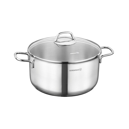 Korkmaz Perla 2 Piece 5.5 Liter Stainless Steel Casserole with Lid in Silver A1657