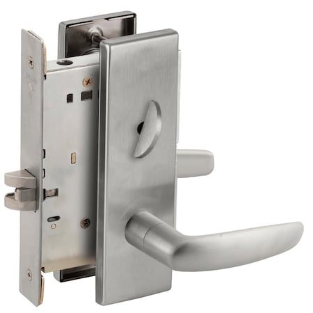 Schlage Grade 1 Bed Bathroom Privacy Mortise Lock, 07 Lever, N Escutcheon, Satin Chrome Finish, Field Rever L9040 07N 626