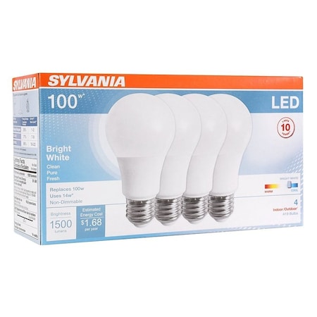 Sylvania LED Bulb, General Purpose, A19 Lamp, 100 W Equivalent, E26 Lamp Base, Frosted, Bright White Light 78102