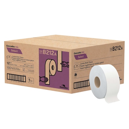 Cascades Pro Select Jumbo Roll Bath Tissue 3.3i, PK12 B212
