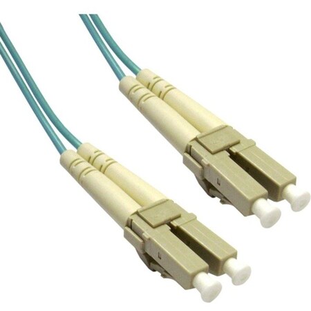 Cable Wholesale Plenum LC OM3 Duplex Fiber Optic Patch Cord, OFNP, Multimode 50/125, Aqua Jacket, Beige LCLC-31003-PL