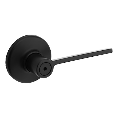 Kwikset Ladera Lever , Round Rose Privacy Door Lock , New Chassis and 6AL Latch, RCS Strike Matte Black Finish 300LRLRDT-514