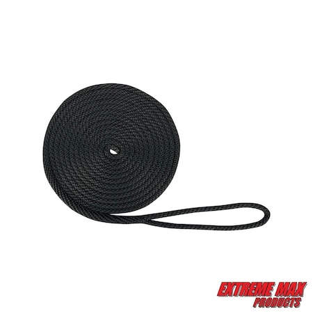 Extreme Max 3006.2015 BoatTector Solid Braid MFP Dock Line - 1/2" x 20', Black 3006.2015