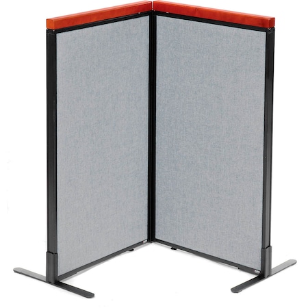 Global Industrial Interion Deluxe Freestanding 2-Panel Corner Room Divider, 24-1/4"W x 43-1/2"H Panels, Gray 695064GY