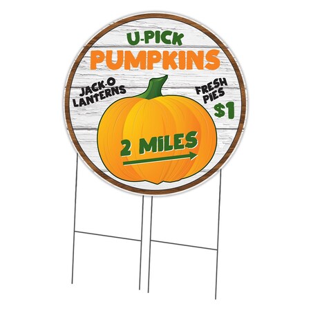 Signmission Market U Pick Pumpkins Double Sided Corrugated Plastic Circle Yard, 36-CIR-WS-U pick pumpkins C-36-CIR-DS-WS-U pick pumpkins