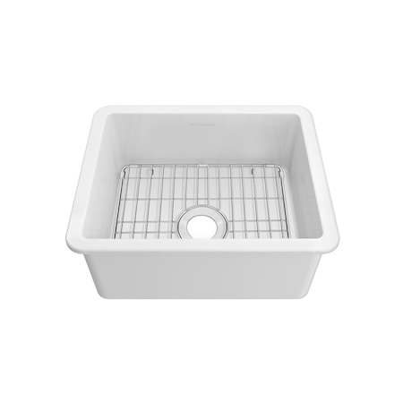 Whitehaus Collection Undermount/Drop-in Fireclay Kitchen Sinks, Stainless Steel Grid Included WHUF2418