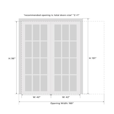 Sartodoors Double Pocket Interior Door, 84" x 96", White QUADRO4115DP-WS-8496