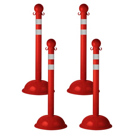 Mr. Chain Red Reflective Heavy Duty Stanchion (4-Pack) 99951-4