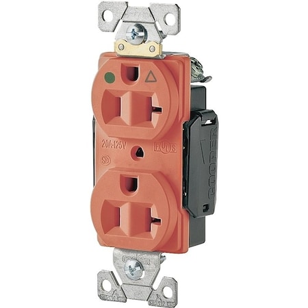 Eaton Wiring Devices Straight Blade Receptacle, 5-20R, 20 A, 125V AC, 2 Pole, 3 Wire, Flush Mount, Isolated Ground IG8300RN