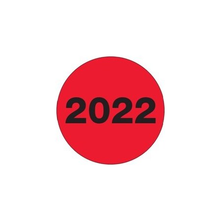 Bubblefast 3'' Circle - ''2022'' Fluorescent Red Year Labels BFDL6834