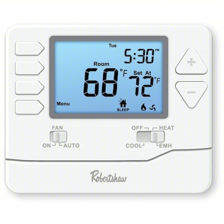 Robertshaw Digital Wall Thermostat, White, 1" D RS9210
