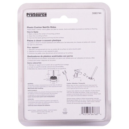 Prosource Furniture Glide, Plastic, white, White, 1-1/8 x 1-1/8 x 1-3/16 in Dimensions FE-50314-PS