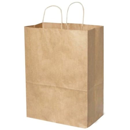 Zoro Select Shopping Bag Flat Bottom, Bistro Brown, Paper Twist Handles, Pk250 87490