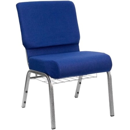 Flash Furniture Hercules Church Chair, Blue Back, 21-1/4 in W 25" L 33" H, Fabric Seat FD-CH0221-4-SV-NB24-BAS-GG