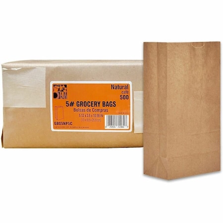 Ajm Squat Grocery Bags, Natural Kraft, Paper, Grocery, Supplies, Recycled, 500PK GB05NP5C