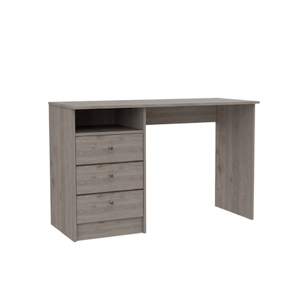 Homeroots 46" Light Gray and Brown Wood Computer Desk With Three Drawers 403811