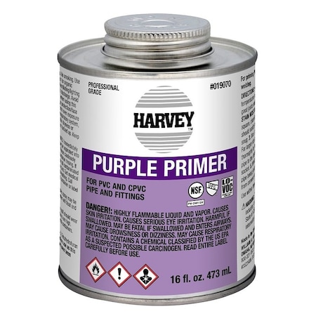 Oatey Harvey-12 All-Purpose Professional-Grade Primer, Liquid, Purple, 16 oz Can 019070