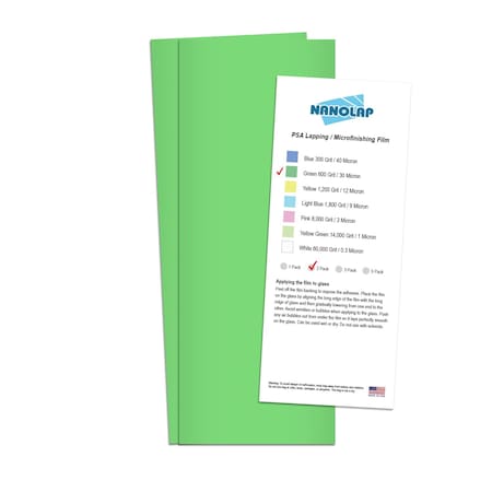 Nanolap PSA Lapping Film, 2 Pc 30 Micron (600 Grit), 4-0.25 in x 11 in Microfinishing Fine Sanding Paper 61593N