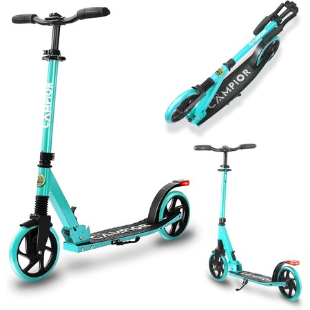 Campior Kick Scooter for Ages 6+, for Kids, Teens, and Adults, Max Load 240 LBS, Foldable, 8-inch Big Aqua CAMTE046