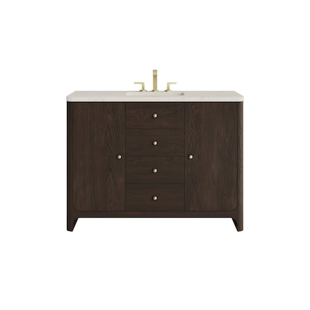 James Martin Vanities Gracyn 48" Single Vanity, Sable, w/ 3 CM Siberian Silestone Widespread Top D125-V48-SBL-WSFR