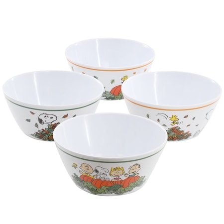 Peanuts Happy Fall 4 Piece 5.8 Inch Round Melamine Cereal Bowl Set in Assorted Designs 750123720M
